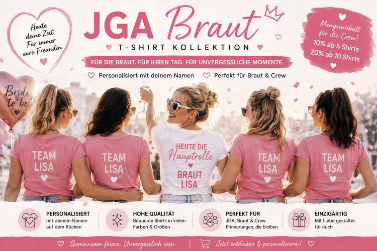 JGA Braut T-Shirts personalisierbar