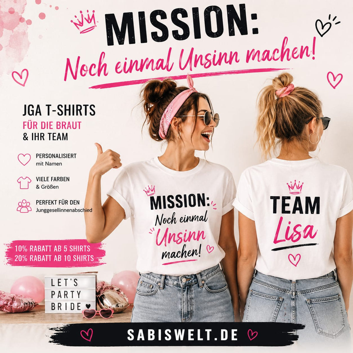 JGA Mission Shirts für Braut & Crew