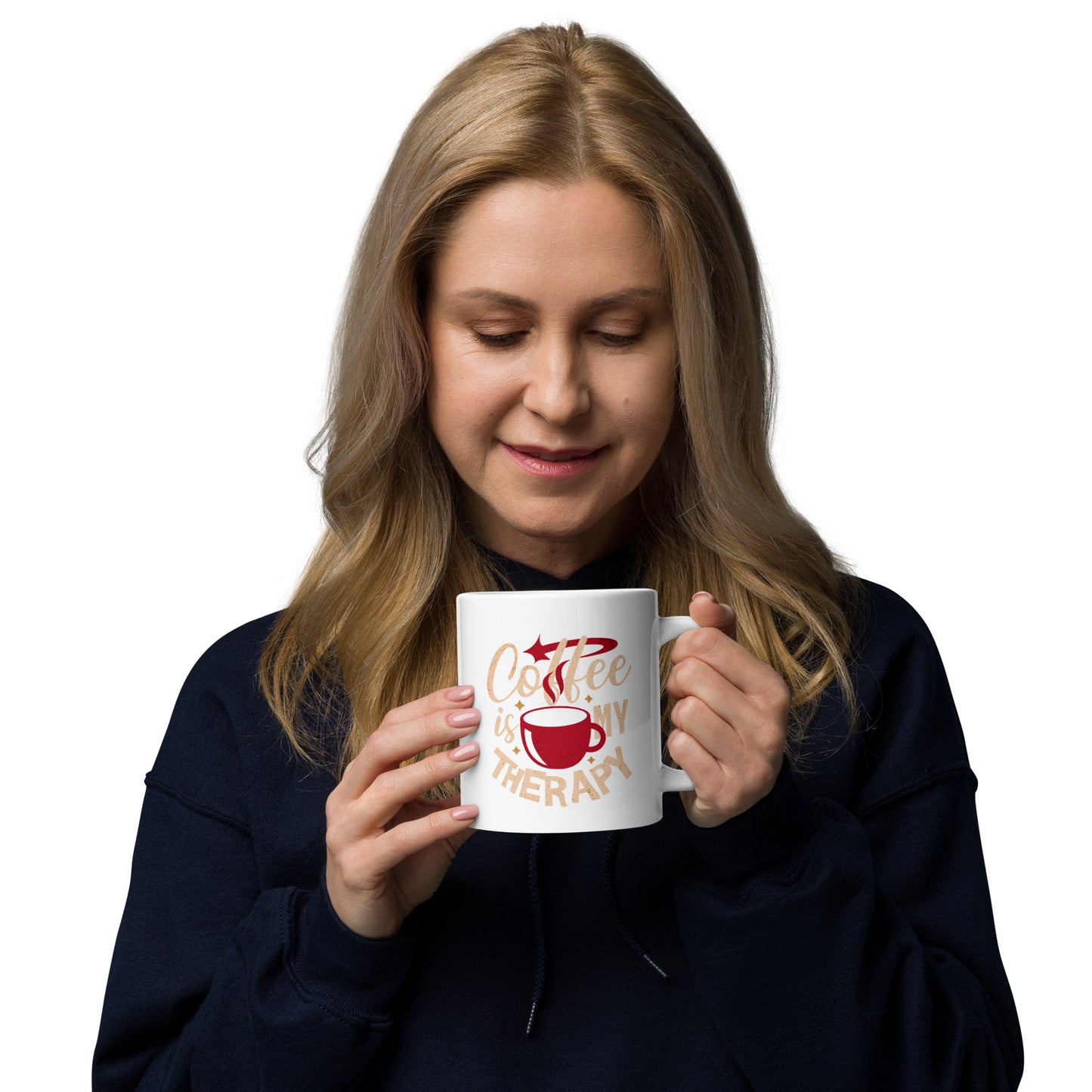 Product mockup, Diese Tasse bringt es auf den Punkt. „Coffee is my Therapy“ - Sabiswelt.de
