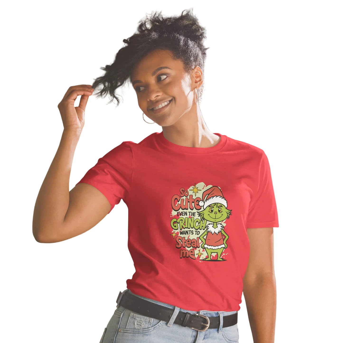 Product mockup, Grinch am Start T-Shirt in rot- Weihnachten Shirt Lustig Unisex | Sabiswelt