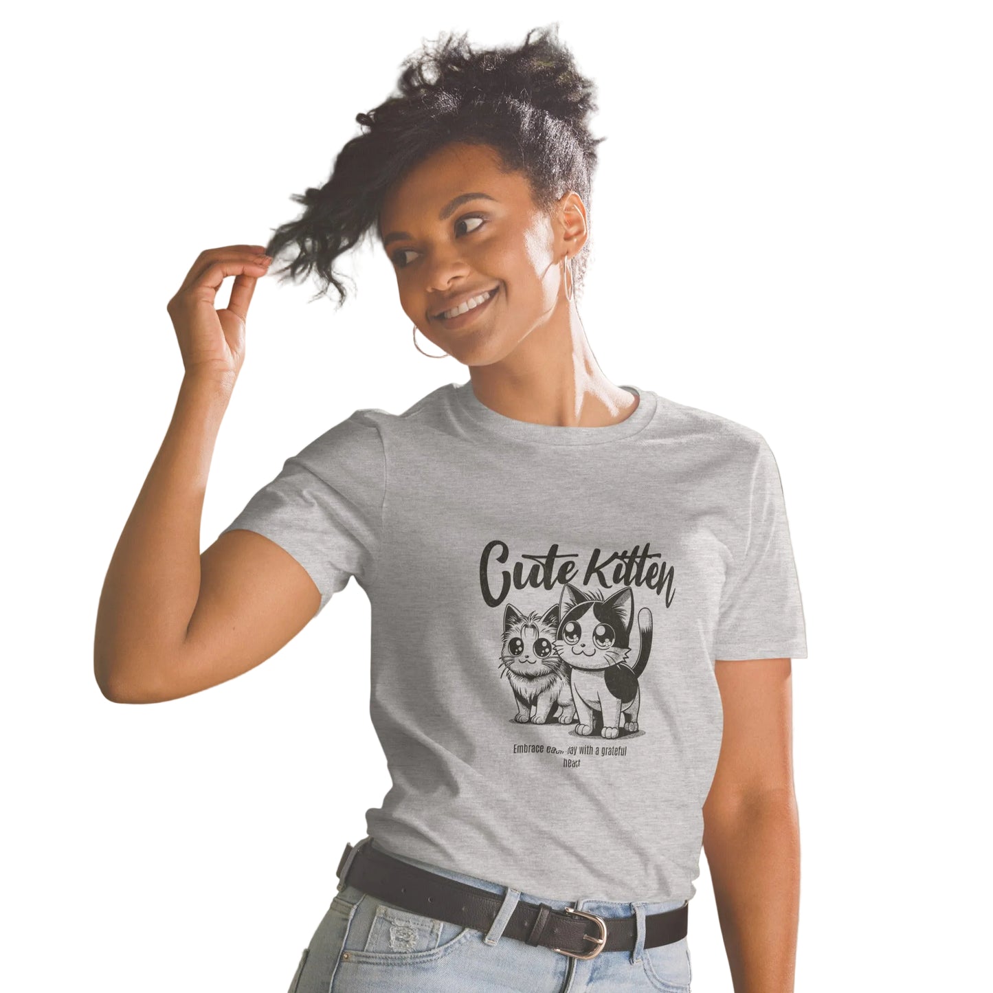 Product mockup, Katzenmotiv Shirt – T-Shirt in Grau von| Sabiswelt
