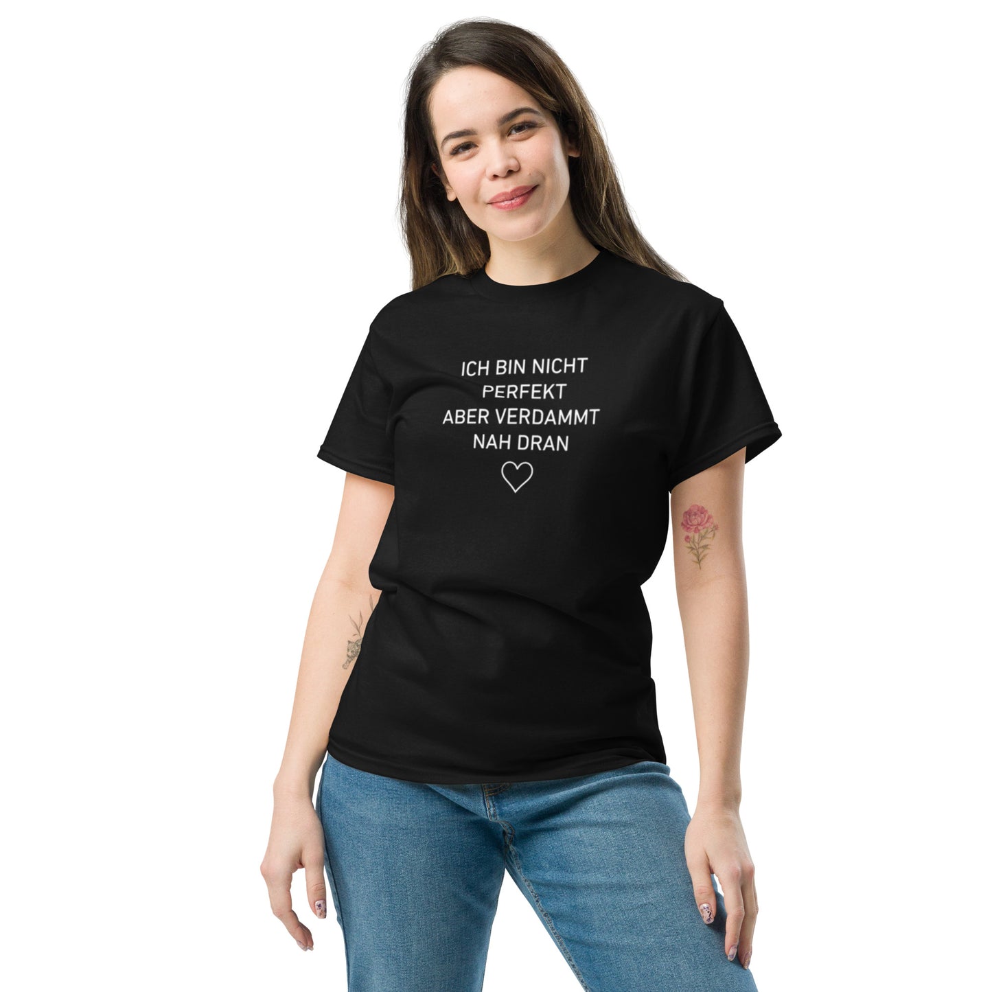 Lustiges T-Shirt Ich bin nicht perfekt – Schwarzes Unisex Statement Shirt