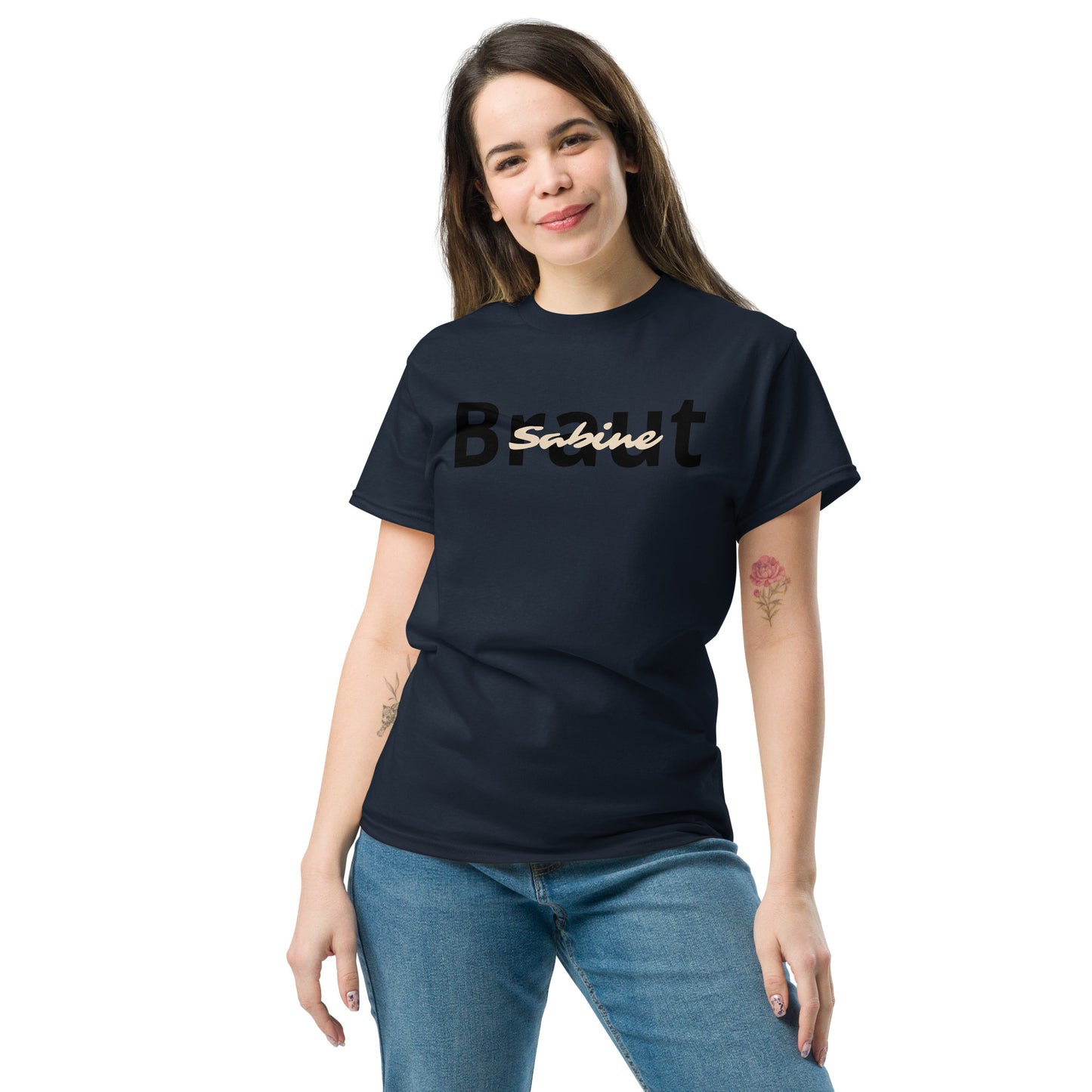Navy  Braut T-Shirt mit Wunschname – Personalisiertes JGA Shirt