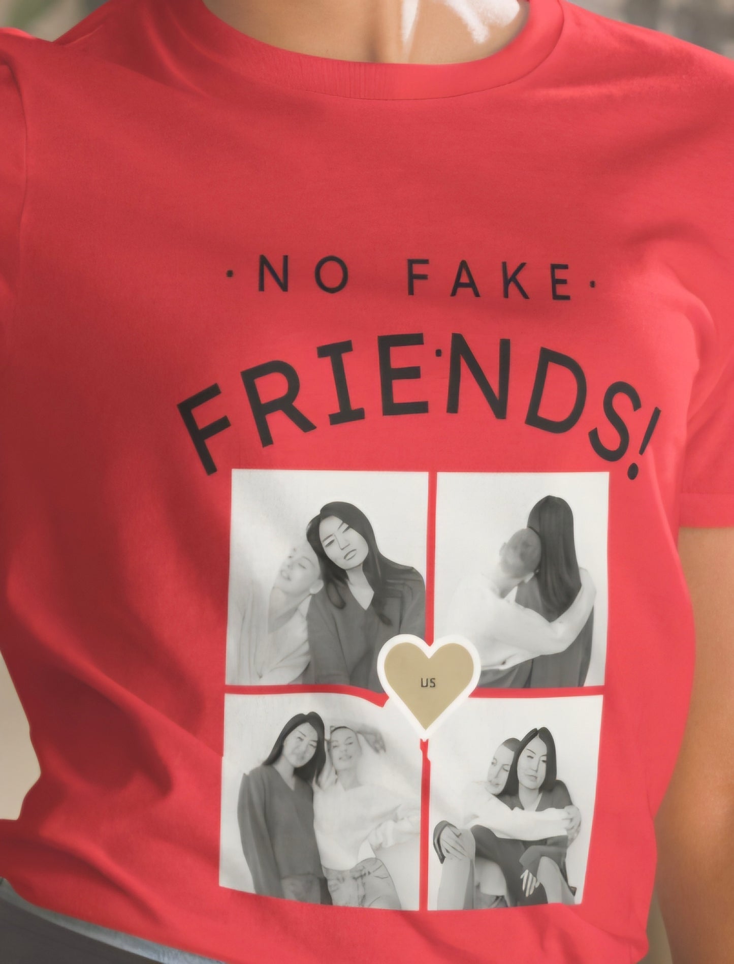 "No Fake Friends" T-Shirt – Personalisiertes Statement Shirt