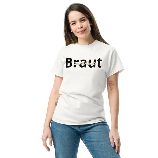 Weißes Braut T-Shirt mit Wunschname – Personalisiertes JGA Shir