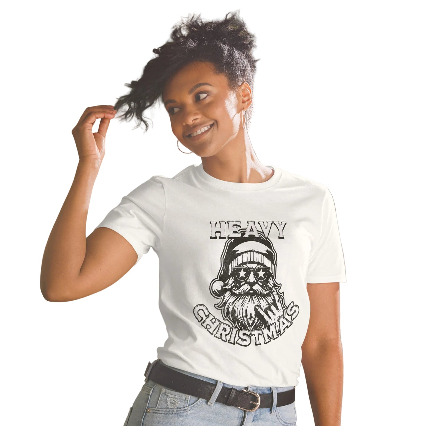 Product mockup, Weißes T-Shirt mit weißen Druck Heavy Christmas| Lustig & Festlich - Sabiswelt