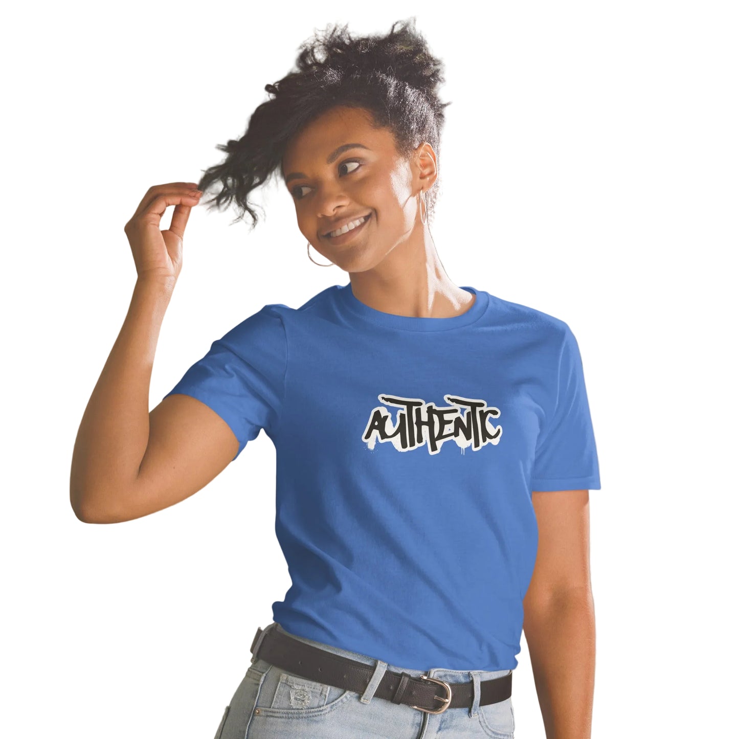 Product mockup, authentic-druck_t-shirt_blau_sabiswelt