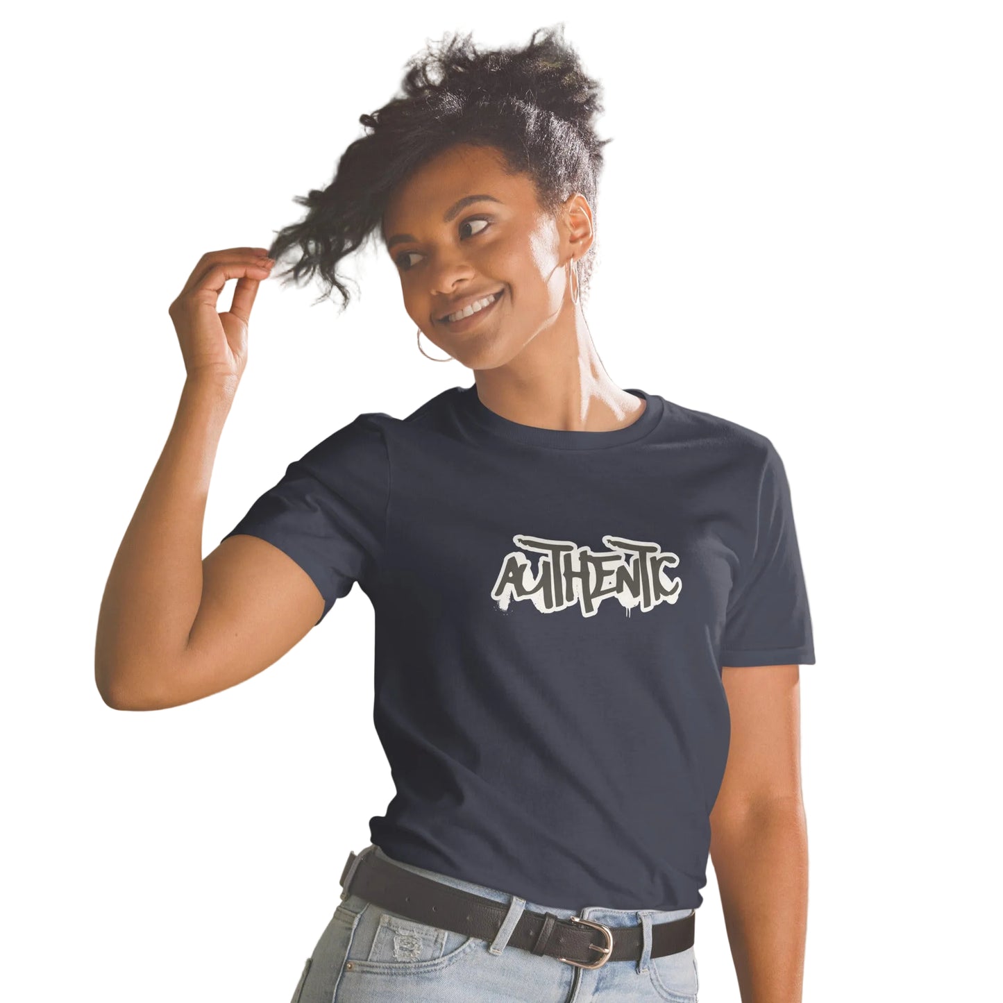 Product mockup, authentic-druck_t-shirt_navy_sabiswelt