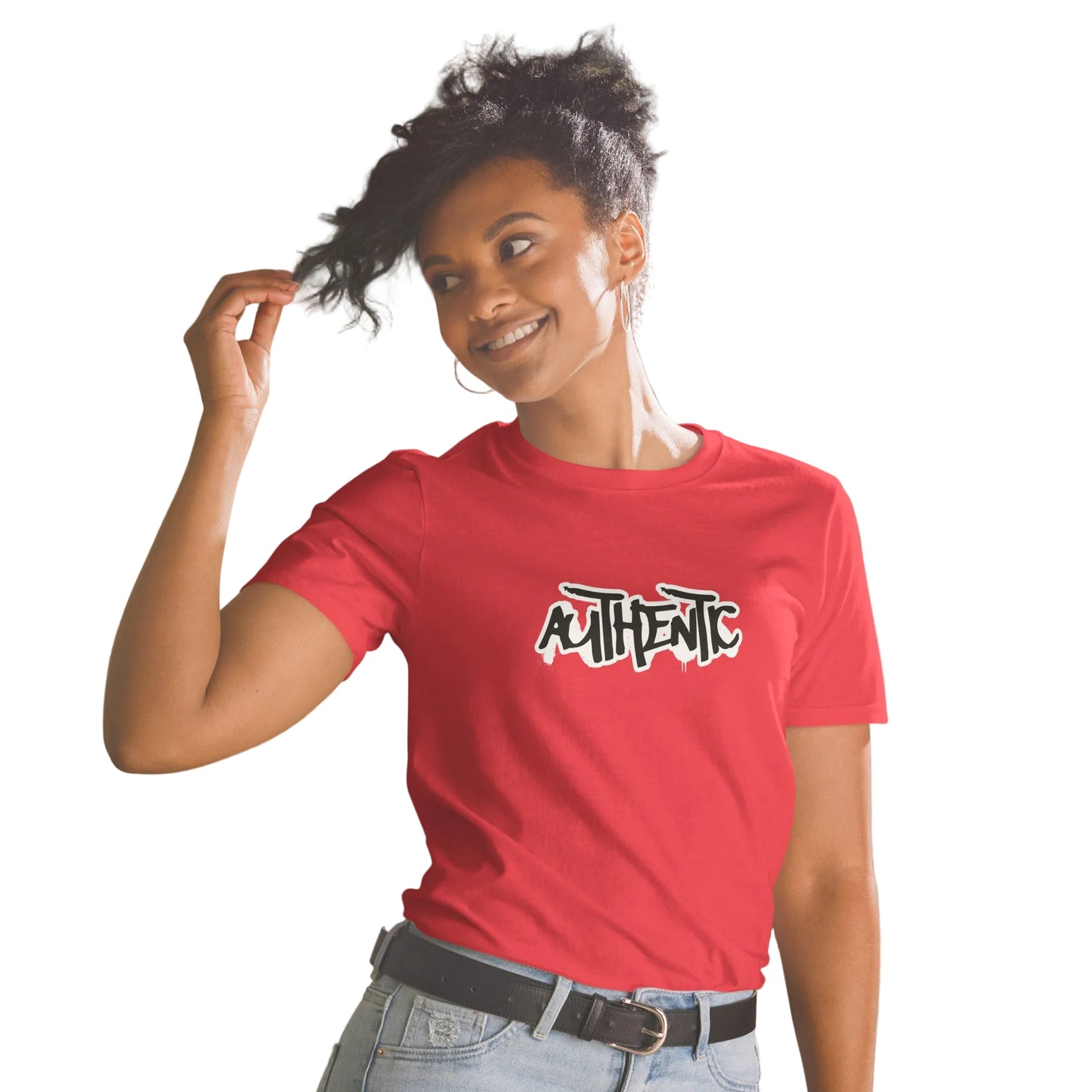 Product mockup, authentic-druck_t-shirt_rot_sabiswelt
