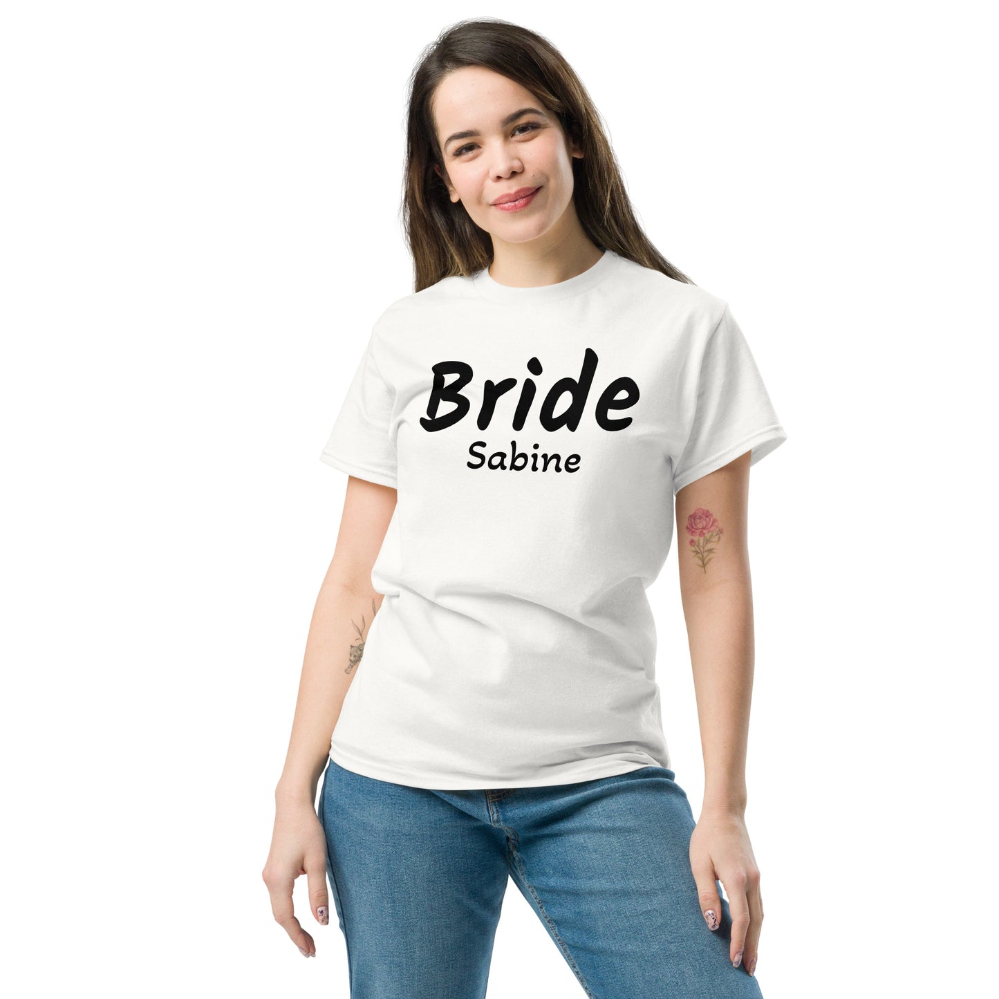 Braut-Shirt "Bride" personalisiert mit Name – JGA T-Shirt Junggesellinnenabschied
