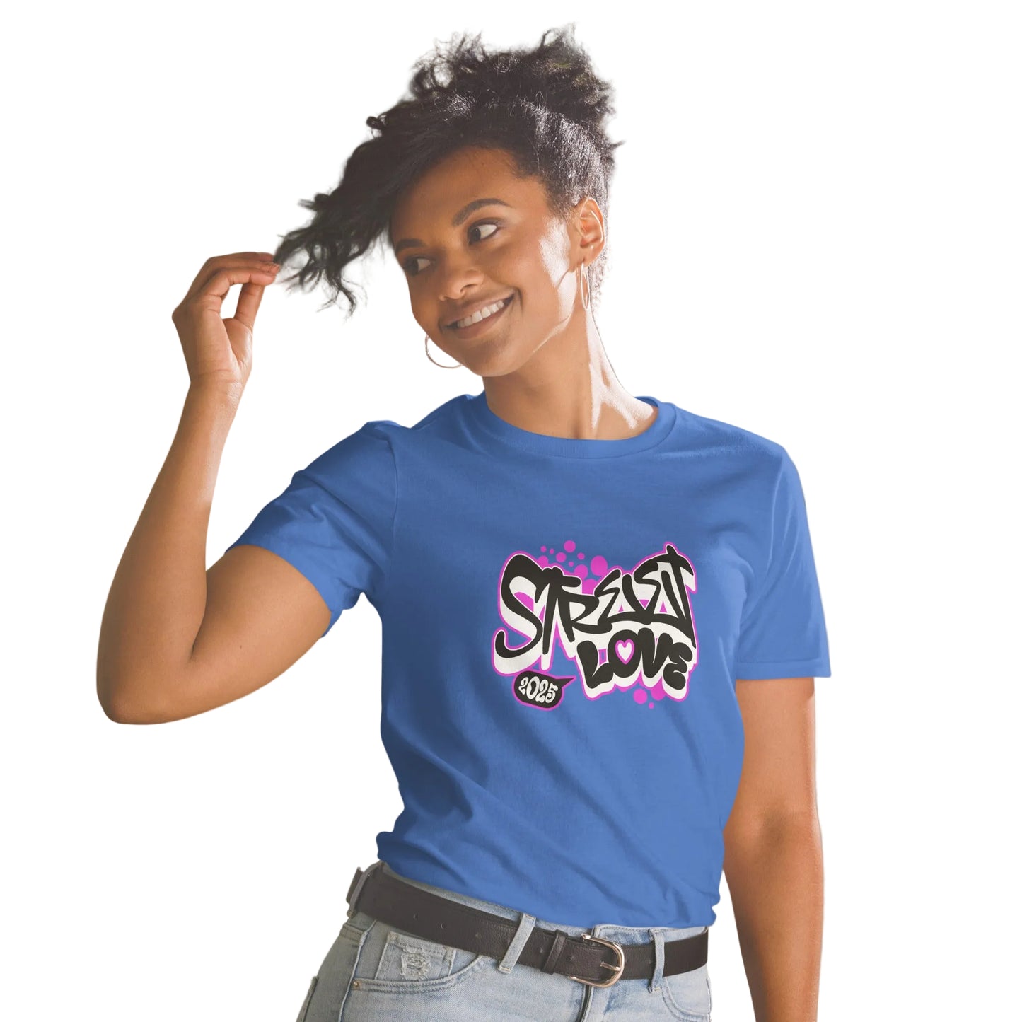 Product mockup, graffitti-shirt blau-street-style - sabiswelt