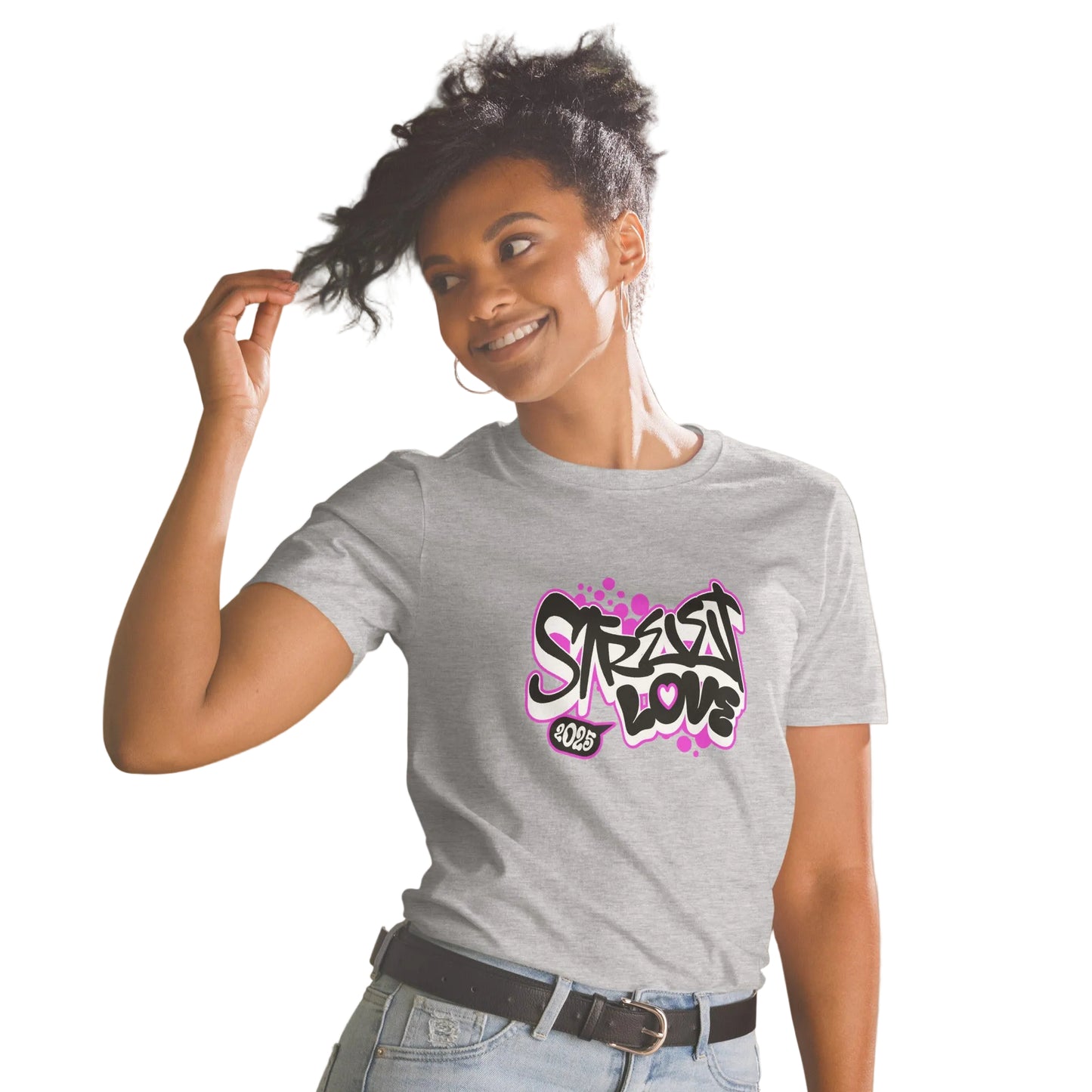 Product mockup, graffitti-shirt grau-street-style - sabiswelt