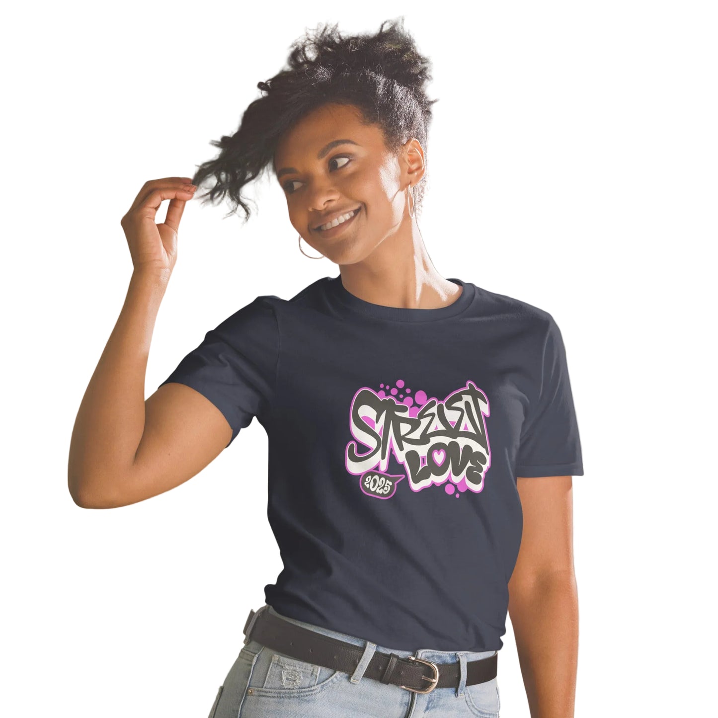 Product mockup, graffitti-shirt navy-street-style - sabiswelt
