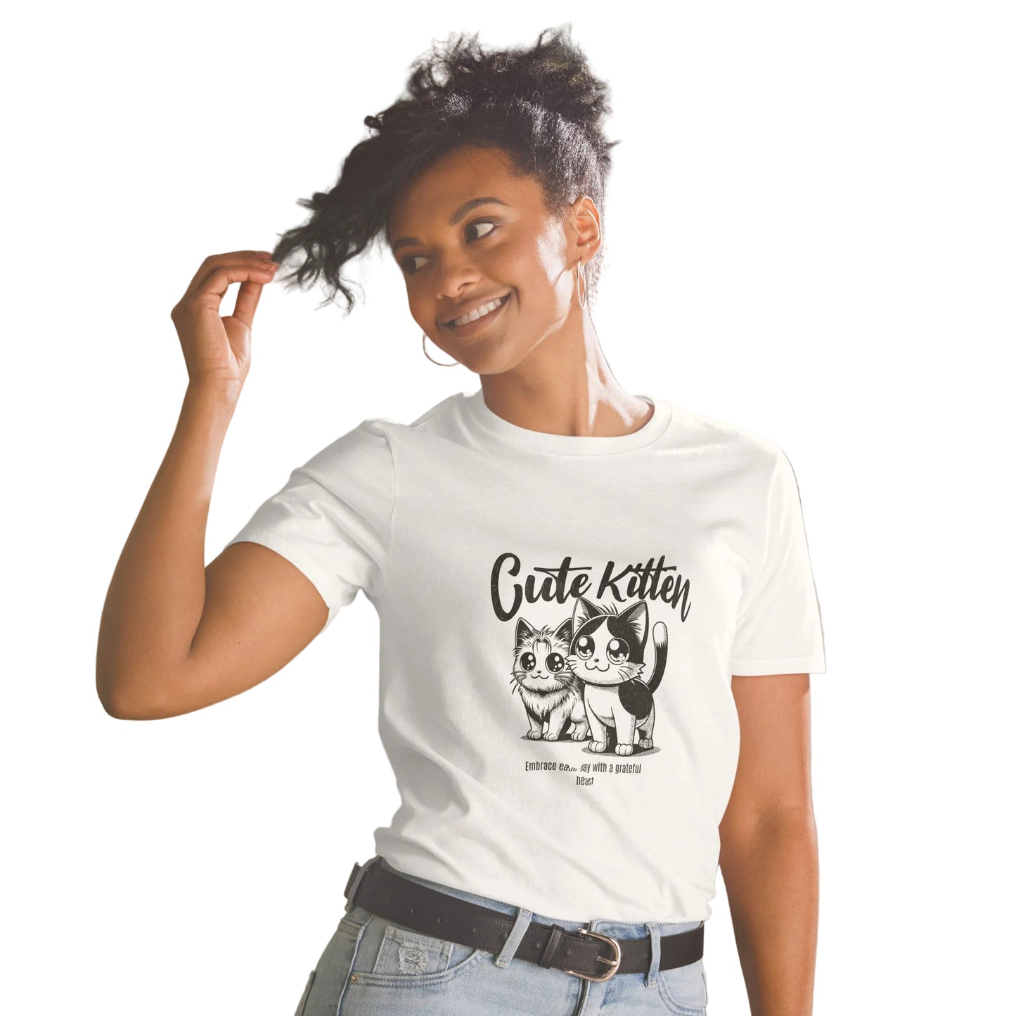 Product mockup, katzenmotiv shirt – t-shirt in weiß von| Sabiswelt