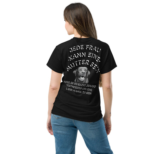 T-Shirt Labbie Mama Besonderes – Schwarzes Hunde Shirt mit Spruch Rückseite