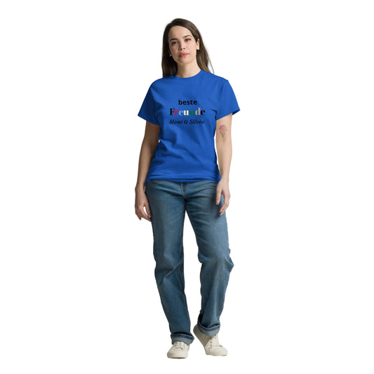 Blaues Unisex T-Shirt mit personalisiertem "Beste Freunde" Print und Namen – Sabiswelt