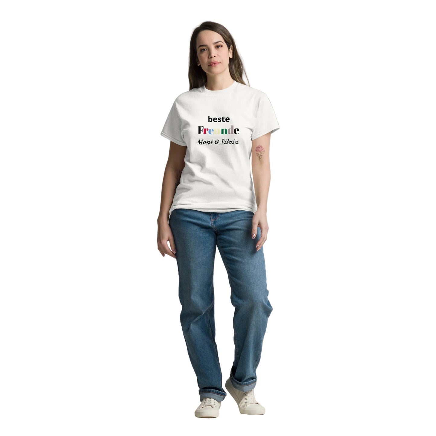 Blaues Unisex T-Shirt mit personalisiertem "Beste Freunde" Print und Namen – Sabiswelt